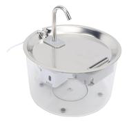 Generic 3L Cat Water Fountain Plastic Stainless Steel Bowl Automatic Pet Water Dispenser Dog Drinking Fountain, Filtered Outdoor (Transparent)