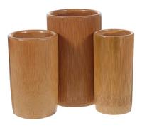 Generic 3pcs Bamboo Cupping Cups Reusable Strong Adsorption Cupping Tool Set Without Burr Round Shape for Body Massage and Healthy Therapy