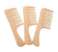 Generic 3pcs Bamboo Wide Tooth Combs for Hair Detangling Large Extra Wide Tooth Comb for Curly Hair Natural Bamboo Material Gentle Scalp Massage Paddle Brush for Home and Salon Use