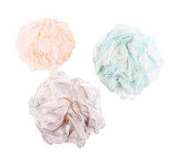 Generic 3pcs Bath Poufs with Comfortable Grip and Rich Bubble Plastic Fiber Mesh Shower Scrubber for Men and Women Exfoliating Skin Back Scrubber Bathing Accessories Random Color
