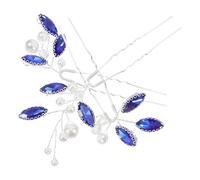 Generic 3pcs Blue Rhinestone Pearl Hair Sticks for Women, Stylish Copper Wire Hair Forks Decorative and Fashion Sense Features, for New Year's Parties and Role Plays