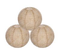 Generic 3pcs Boho Linen Fabric Round Hanging Lanterns, Farmhouse Ceiling Lamp Shades for Party, Wedding, Birthday, Spring Festival Home Decoration