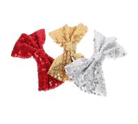 Generic 3pcs Bow Hairpin Large Hair Clips Ties Sparkly Hair Pin Snap Hair Clips for Hair Claw Clips Para Ribbons Hair Bows Curler Jam Bow Hair Clips Red Bow Clip Human Hairs Fabric