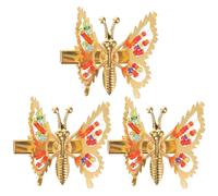 Generic 3pcs Butterfly Hair Clips for Women, Zinc Alloy Material, Antique Style with Firm Hold, Elegant Fairy Hair Accessories for Banquets and Wedding Parties