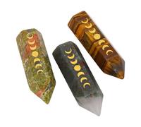 Generic 3Pcs Crystal Stone Towers Translucent Nature Hexagonal Pillar Transparent Rock Stone Column for Yoga, Lecterns Podiums
