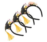 Generic 3pcs Doctoral Hat Headband Graduation Cap Kindergarten Graduation Hat Headband