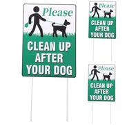 Generic 3pcs Dog Warning Signs Plastic and Iron Yard Signs Attention Drawing No Pooping and Peeing for Garden and Outdoor