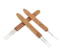Generic 3pcs Dreadlock Crochet Hooks with Bamboo Handles for Hair Extension DIY Quick and Easy Loc Needle Set with Single Double Triple Hooks for Efficient Weaving and Dread Accessories