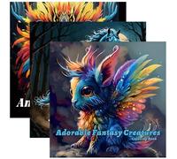 Generic 3PCS Fantasy Creatures Coloring Book with 22 Pages Activity Book for Adults