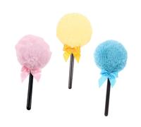 Generic 3pcs Fluffy Powder Puff with Long Handles Soft Velour Makeup Brushes for Loose Face and Body Powder Blending Reusable Cosmetic Blush Tools in
