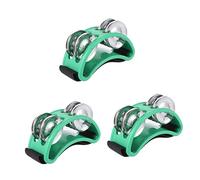 Generic 3pcs Foot Tambourine with Metal Green Foot Percussion Instrument for Acoustic Jam Sessions and Dance Parties Features Compact Body and Comfortable Elastic Strap