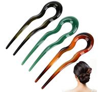 Generic 3pcs French Hair Pin Silver U Shaped Hair Sticks for Buns PC Material Decorative Pins that Will Not Fall off Easily for Daily Wear and Special Occasions