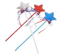 Generic 3pcs Glittering Fairy Sticks for Independence Day Celebrations Birthday Parties Role Play Reusable Patriotic Props