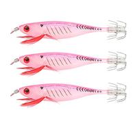 Generic 3PCS Glow in The Dark Fishing Lures Artificial Bait with Hooks 3D Eyes & Luminous Shrimp Body for Night Fishing Tackle Accessories (Roseate)