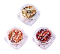 Generic 3PCS Gold Leaf Flakes Set Metallic Foil Flakes for Manicure Nail Art Supplies Japanese Style