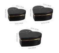 Generic 3pcs Heart-shaped Candy Storage Boxes Paper Gift Packaging Set Lightweight and Easy to Carry Black Marble Style for Weddings and Festival Gift Ideas