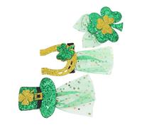 Generic 3pcs Irish Day Hairpins Lucky Shamrock Hair Clips Horseshoe Hair Accessories Green Veil Barrettes Glitter Topper Hat St Patrick's Day Hair Clips Green Veil Hair Barrettes Felt