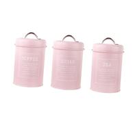 Generic 3pcs Kitchen Canister Set 1200ml Coffee and Tea Sugar Storage Tins Countertop Organized, Pink