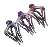 Generic 3pcs Large Hair Claw Clips for Women Stylish Beak Hair Clips with Unique Tooth Design Non-slip Holders for Thick for Thin Heart-shaped Rock Pattern in Gray Blue Red and Purple