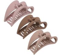 Generic 3Pcs Large Matte Heart-Shaped Hair Claw Clips Non-Slip Hair Clamps for Women Medium Size Set in Pink Khaki and Dark Brown for Daily and Travel Use