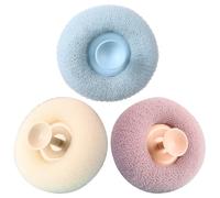 Generic 3pcs Mesh Pouf Shower Balls with Suction Cups Lightweight Body Exfoliating Scrubbers Plastic Shower Accessories for Women Bathing and Body Care