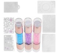 Generic 3pcs Nail Art Stamper Kit with Dual-Head Silicone Stamping Tool Acrylic Colorful Nail Templates for Manicure Suitable for Salon and Home Random Color Random Color