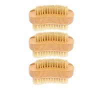 Generic 3Pcs Natural Beech Wood Nail Brush with Pig Bristle Double-Sided Nail Scrubber Portable Wooden Fingernail Cleaner for Household Manicure and Daily Use