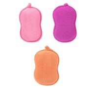Generic 3pcs Peanut Shape Bath Sponges Double-Sided Shower Scrubbers Made from Plant Material for Daily Use to Clean Body Skin and Neck, for Bath Time Random Color