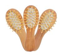 Generic 3pcs Portable Mini Airbag Hairbrush Set White Cushion Massage Wooden Combs for Travel and Daily Use