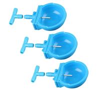 Generic 3pcs Rabbit Drinking Bowl Water Chick Feeders and Coolers Dispenser Animals Coop Chicken for Hens Fish Air Drinker Pigeon Trough Heater Cups Container Wet Cage Plastic Blue