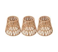 Generic 3PCS Rattan Lamp Shades Clamp/Holder on Lamp Shade Boho Replacement Paper Braided E14 Bulb Smal for Table Floor