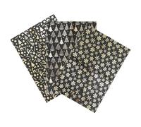 Generic 3pcs Retro Metallic Christmas Wrapping Paper Black Foil Gold Xmas Tree Snowflake Reindeer Design Tear-resistant Sheets for Holiday Parties and Wrapping