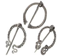 Generic 3Pcs Retro Viking Brooch Set Medieval Cloak Pins with Bar Horn Design, Shawl Buckle Scarf Clip for Women’S Clothing Accessories
