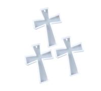 Generic 3pcs Silicone Cross Keychain Mold Silicone Pendant Molds White Creative DIY Versatile Applications for Personal Decoration and Creating Cross Pendants 2.75x2.12x0.28in