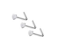 Generic 3pcs Silver Heart L-Bend Nose Stud, Stainless Steel, 20G, 7mm Bar, 3mm Heart, Push Fit, Body Jewelry Grade, Unisex