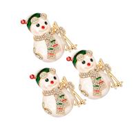 Generic 3pcs Snowman Brooch Pin Cute Rhinestone Enamel Holiday Jewelry for Women Christmas Accessories for Neckties Dresses and Festive Outfits