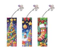 Generic 3Pcs Special Shaped Animal Flower Christmas 5D DIY Art Book Mark DIY Bookmark with Crystal Pendant for Reading Day Gift