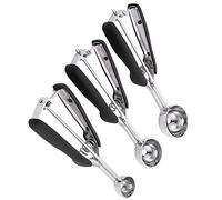 Generic 3PCS Stainless Steel Cookies and Ice Cream Scoop Set with Rebound Design for Fruit and Dessert Scooping (Black)