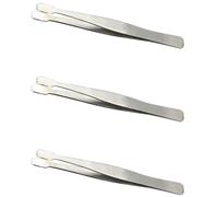 Generic 3pcs Stainless Steel Tweezers Flat Head Elegant Color False Eyelash Putting Tool Easy to Carry for Hobby Crafts and Jewelry Making