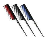 Generic 3pcs Tip Tail Hair Combs Set with Long Handle, Plastic Hair Styling and Detangling Combs for Home Use, Black Red Blue Hairdressing Tools for Sectioning and Highlighting