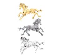 Generic 3pcs Vintage Enamel Horse Brooch Metal Zodiac Pins for Men Women Retro Galloping Horse Design Symbolizing Success and Strength Spring Festival Accessories for Dress and Events