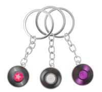 Generic 3pcs Vinyl Record Keyrings Metal Record Keychains Unique Creative Chic Design Multipurpose Application Details Festival and Occasion