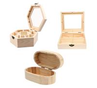 Generic 3pcs Wooden Jewelry Storage Boxes Set - DIY Handmade Wood Candy Containers with Oval, Hexagon, and Square Shapes - Creative Craft Boxes for Home Decoration and Personal Adornment