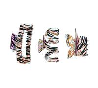 Generic 3pcs Zebra Pattern Hair Claw Clips Acrylic Jaw Clamp Hair Accessories for Women and Non-slip Strong Hold Stylish Geometric Design for Daily Use and Parties