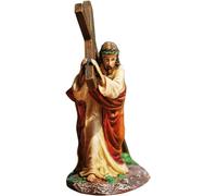 generic 4.7 Inch Small Jesus Cross Statue,Jesus Ornament Church Decorations, Jesus Carrying Cross Resin Figurine, Religious Statues Christian Gift Collection Crafts for Home Office Easter Decoration