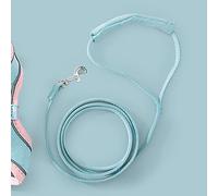 Generic 4.9ft Pet Harness Leash with Reflective Strip and Hook and Loop Closure for Safety Deerskin Fleece Material (Pink and Blue S, Suitable for 0-2kg/0-4.4lb)