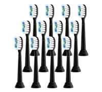 Generic 4 Brush Heads, Compatible with Philips, Sonicare 1100 2100 | 4100, 4300, 5100, 5300, 6100, 6500, 7000, 7300, 7500(Black-12 Pcs)