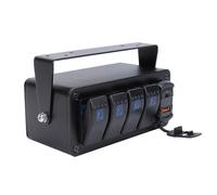 Generic 4 Gang Aluminum Alloy Rocker Switch Panel for Cars Trucks Boats RVs with PD Type C QC3.0 for LED Lights for UTVs ATVs Aluminum Alloy (Blue Light)