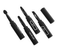 Generic 4-In-1 Compact Travel Makeup Brush Set for Eyeshadow, Eyebrow, Eyeliner, and Lip Application - Portable Black Multifunctional Cosmetic Brush for On-The-Go Beauty