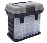 Generic 4 Layer Fishing Tackle Box, Large Capacity Storage with 4 Removable Trays and Grids for Carp Fishing Gear and Tackle Organization